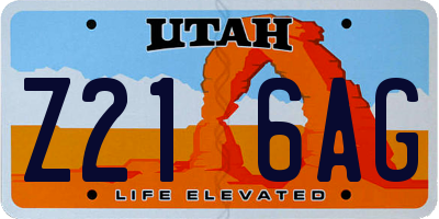 UT license plate Z216AG
