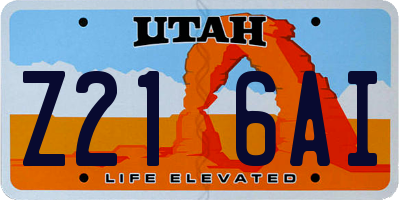 UT license plate Z216AI