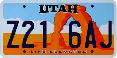 UT license plate Z216AJ