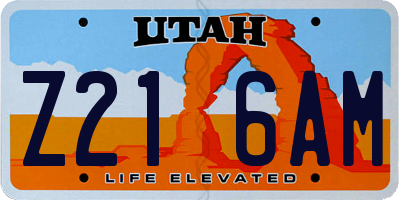 UT license plate Z216AM