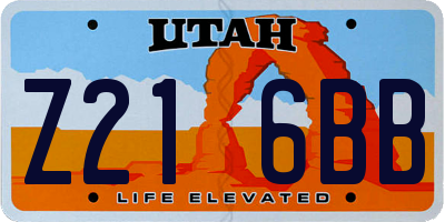 UT license plate Z216BB