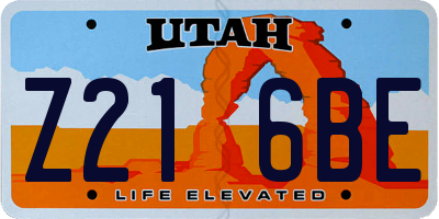 UT license plate Z216BE