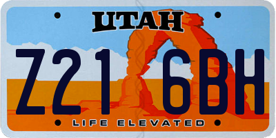 UT license plate Z216BH