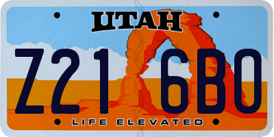 UT license plate Z216BO