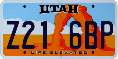 UT license plate Z216BP