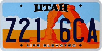 UT license plate Z216CA