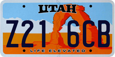 UT license plate Z216CB