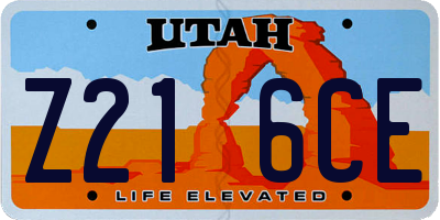 UT license plate Z216CE