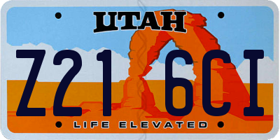 UT license plate Z216CI