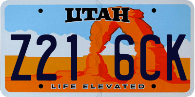 UT license plate Z216CK