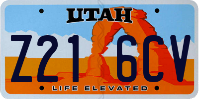 UT license plate Z216CV