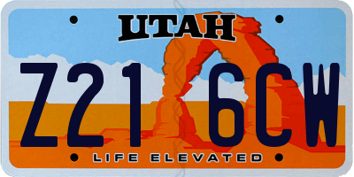 UT license plate Z216CW