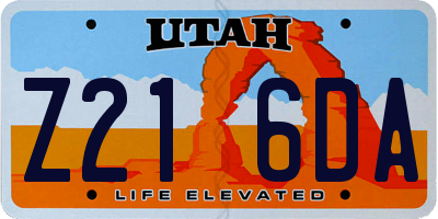 UT license plate Z216DA