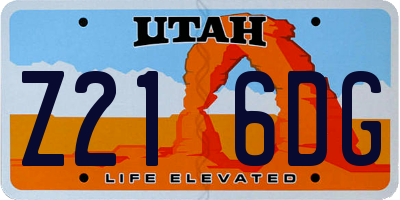 UT license plate Z216DG