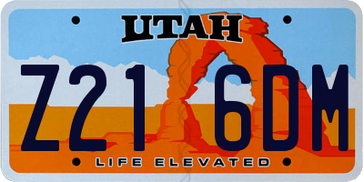 UT license plate Z216DM