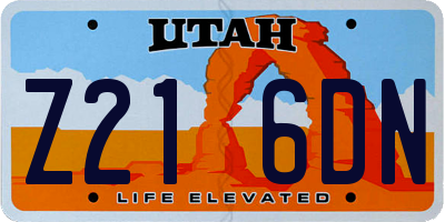 UT license plate Z216DN