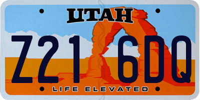 UT license plate Z216DQ