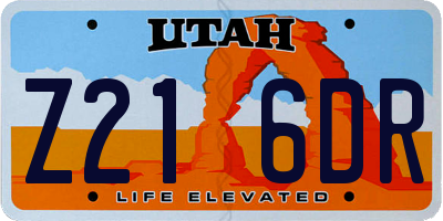 UT license plate Z216DR