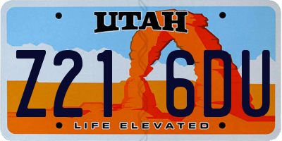 UT license plate Z216DU
