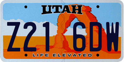UT license plate Z216DW