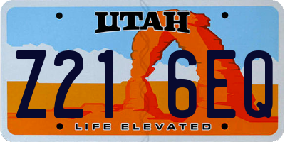 UT license plate Z216EQ