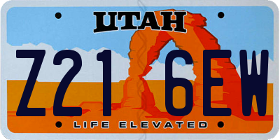 UT license plate Z216EW
