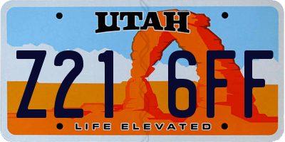 UT license plate Z216FF