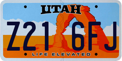 UT license plate Z216FJ