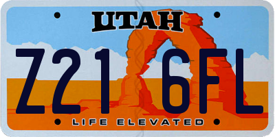 UT license plate Z216FL