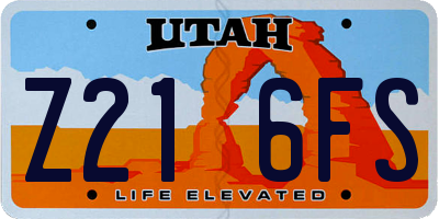 UT license plate Z216FS