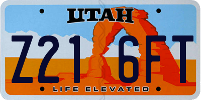 UT license plate Z216FT