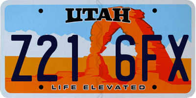 UT license plate Z216FX
