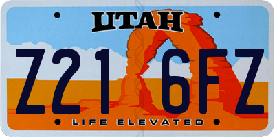 UT license plate Z216FZ