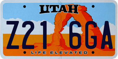 UT license plate Z216GA