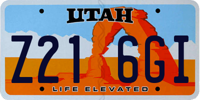 UT license plate Z216GI