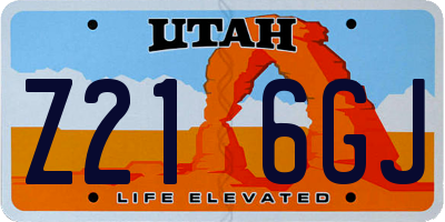 UT license plate Z216GJ