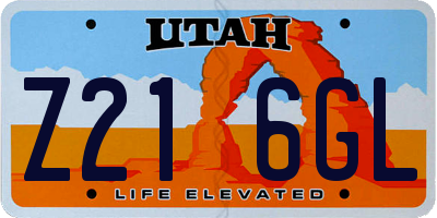 UT license plate Z216GL