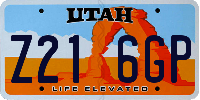 UT license plate Z216GP