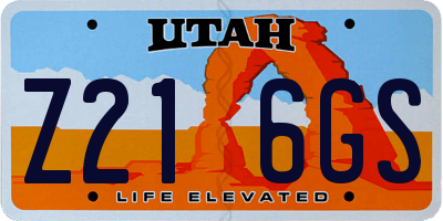 UT license plate Z216GS