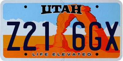 UT license plate Z216GX