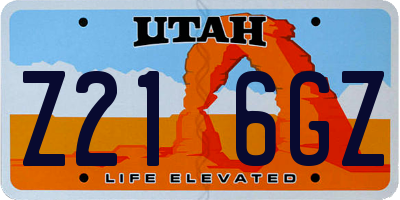 UT license plate Z216GZ