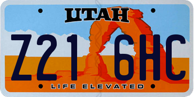 UT license plate Z216HC