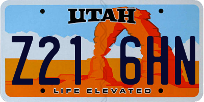 UT license plate Z216HN