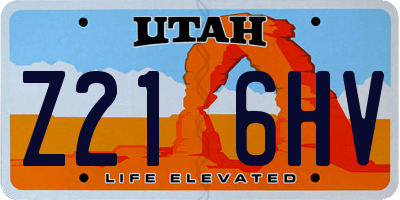 UT license plate Z216HV