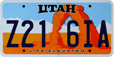 UT license plate Z216IA