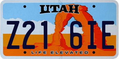 UT license plate Z216IE