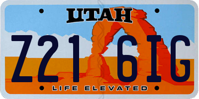 UT license plate Z216IG