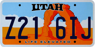 UT license plate Z216IJ
