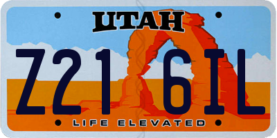 UT license plate Z216IL