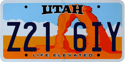 UT license plate Z216IY